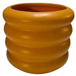 Small Bubble Ceramic Planter – Pastel Orange – 5" Diameter – Plugged Drain